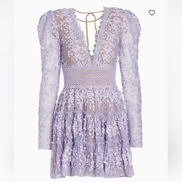Bronx and Banco Lavender Lace Long Sleeve Dress - Picture 1 of 3